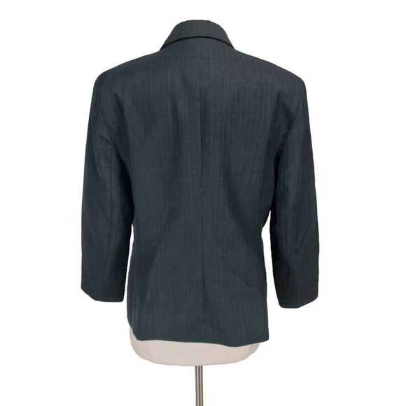 Le Suit Women Career Pantsuit Size 14 Pinstriped Charcoal One Button Blazer 197P - Picture 4 of 10